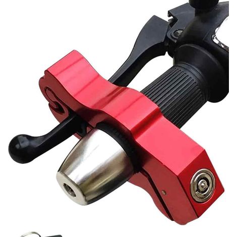 Serrure Moto - Antivol Guidon Réglable - Pour Cyclomoteur Scooter VTT Dirt Bike - Diamètre Adaptatif 22 à 32 mm - Rouge - 1 Pièce