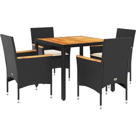 Maison Exclusive - 5-tlg. Garten-Essgruppe mit Kissen Schwarz Pol (1/5)