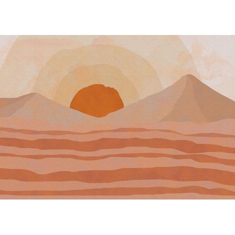 papier peint panoramique paysage rose terracotta et orange chaude  - Sanders & Sanders (1/5)