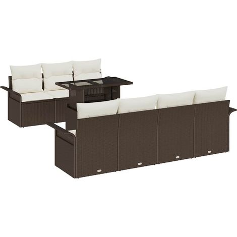 Maison Exclusive - Gartensofa-set mit Kissen 8 pcs Braun Poly-Rat