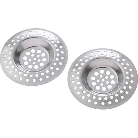 Crépine de vidange, lot de 2, acier inoxydable, 7 cm, brillant (1/3)