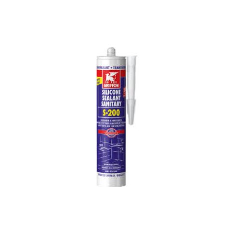 Silicona Sanitaria Transparente S-200 Cartucho acrílico GRIFFON 300 ml - 1249351