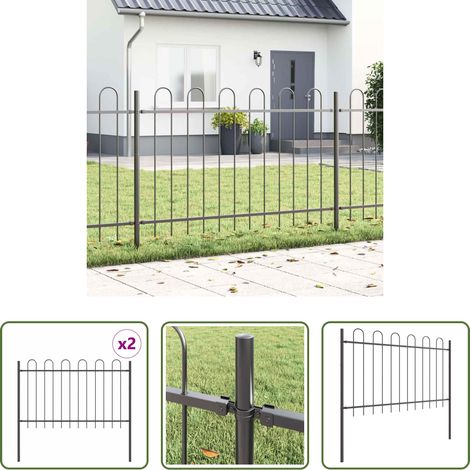 Palissade de jardin - Clôture de jardin 2 pcs Gris 3,4 x 0,8 m Acier revêtu de poudre (1/5)