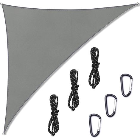 Voile D'ombrage Triangulaire, Toile D'ombrage, Voile de Soleil, Auvent Protection, Voile D'ombrage des Rayons UV, Voile Ombrage Imperméable Triangulaire pour Jardin Terrasse Camping, avec 3 Boucles (1/5)