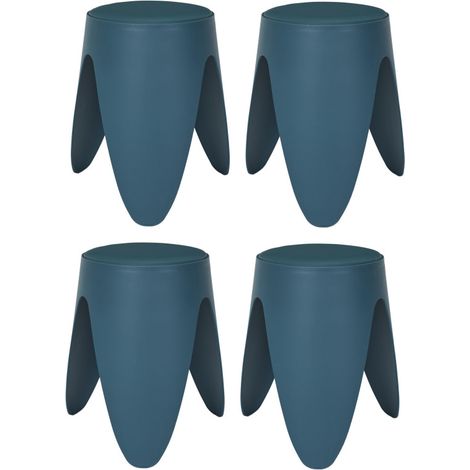Lot de 4 Tabourets Légers Empilables en Plastique - Bleu canard - D 30 x H 46 cm - Gain de place - Livraison gratuite (1/5)