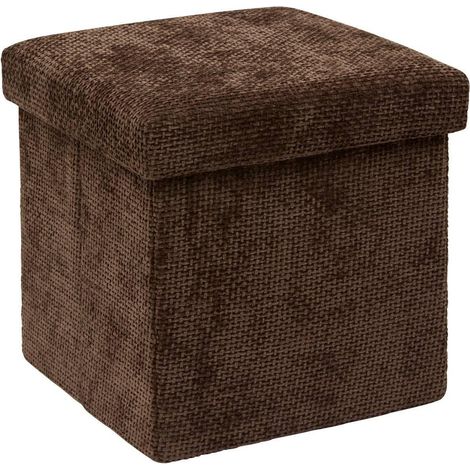 Pouf Coffre Pliable "Velvy" 31cm Chocolat (1/5)