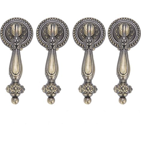 4 Pcs Vintage Poignées De Porte Tiroir Décoratif Tirer Larme Goutte Cabinet Poignée Monotrou Bronze Poignées Ensemble Quincaillerie De Meubles Pour Cuisine Chambre Salon