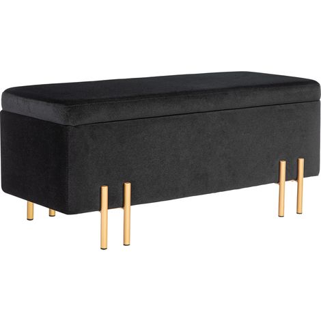 Banco con almacenamiento tapizado de poliéster negro 100 x 40 x 42 cm HOMVRA (1/5)