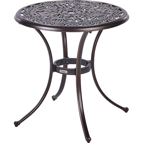 Mesa de jardín balcón vintage aluminio redonda ø 68 cm marrón Andalo