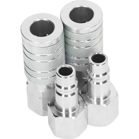 2 raccords pneumatiques, 2 bouchons, filetage NPT 1/2", alliage d'aluminium, tuyau d'air 300 PSI, raccords rapides, adaptateur pour outil pneumatique (1/5)