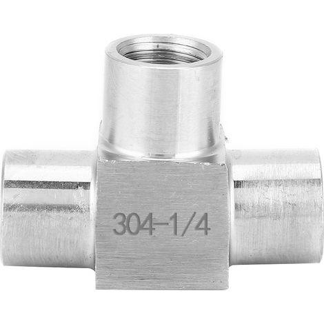 3 Way Pipe Connector BSPP Female Thread Stainless Steel Pipe Fitting Connector1/4in (1/5)