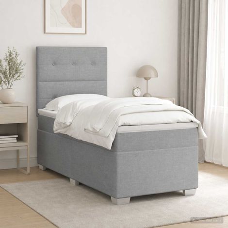 Cama box spring con colchón Gris Claro Individual Tela (1/5)