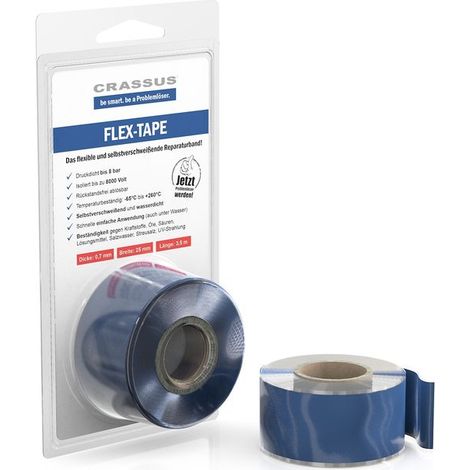 Ruban adhésif flexible CR Flex-Tape, 25 mm x 3,5 m x 0,7 mm, bleu, pour réparation.