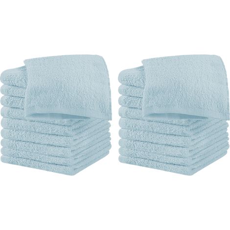 Set 18 Pezzi Lavette Asciugamani Viso Mani 100% Cotone 490 Gsm 30x30 Cm Bagno Bidet Vari Colori Morbide Assorbenti Asciugamano Spugna Ospite Cielo - 30x30 cm