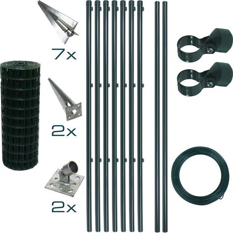 Schweißgitterzaun Komplettset 0,8 x 10m Zaunset Gartenzaun Einschlaghülsen Zaun