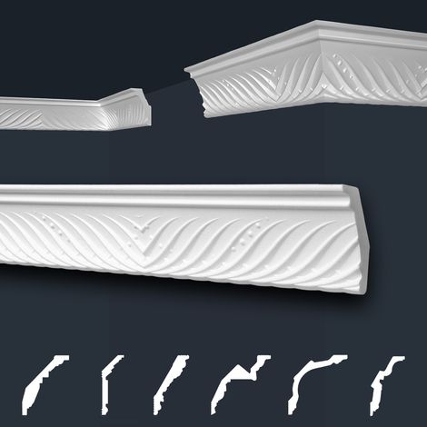 Moulures de stuc à motifs blancs, EPS Styropor ajustement forme, Paquets d'épargne Marbet série B: B-47 / 50x81mm, 50 Mètres / 25 Bandes