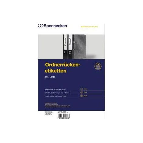 Ordnerrückenetikett breit/kurz 61 x 192 mm (B x H) selbstklebend ohne Griffloch weiß 400 Etik./Pack. (1/4)