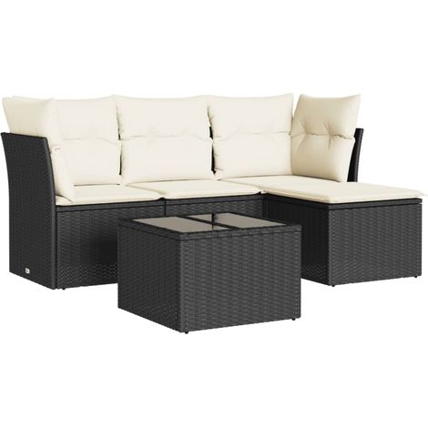 Maison Exclusive - Set Divani da Giardino 5 pz con Cuscini in Polyrattan Nero