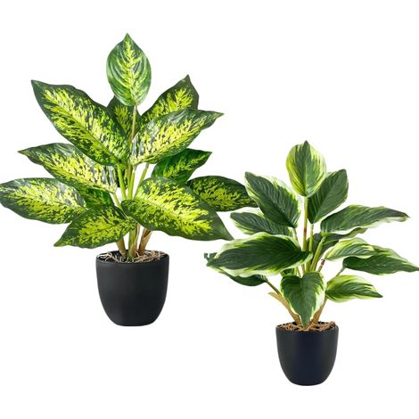 Lot de 2 Plantes artificielles, Plantes d'intérieur, 29 cm, Plantes décoratives, Plantes en Plastique, adaptées à la décoration de la Chambre et du Bureau (1/5)