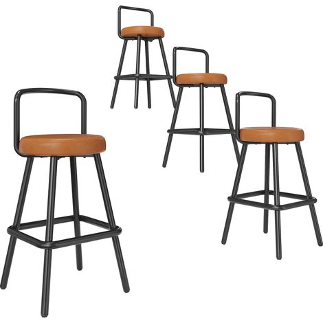 Set mit 4 Barhockern mit ergonomischer Rückenlehne, wasserabweisendem PU-Leder, braun (1/5)