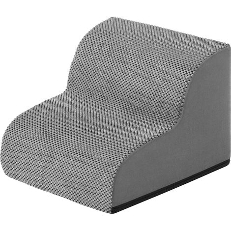 Escalier pour Chien, à 2 Marches, Velours Gaufré, Marches pour Chien, Lit, Canapé, Imperméable, Design Antidérapant, Pente Douce, Housse Amovible Lavable, Poignée, Gris Tourterelle (1/5)