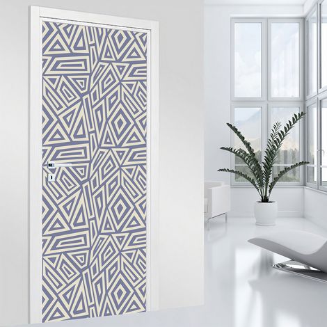 Stickers pour porte - Motif géométrique - 83 x 205 cm - Adhésif + Protection MATE (1/2)