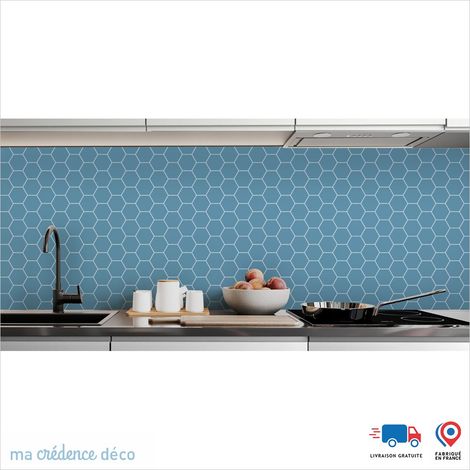 Crédence : Hexagones 2 - Couleur Bleu Pastel - Alu composite - 120 - 60 (1/3)