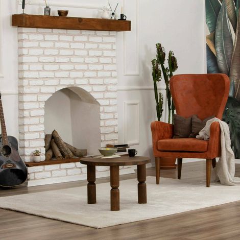 Dmora - Wohnzimmertisch Dpedron, Niedriger Wohnzimmertisch, Kaffeeregal, Couchtisch für Sofa, 60x60h40 cm, Nussbaum (1/5)