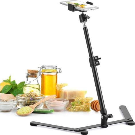 Trépied, support réglable pour téléphone portable, support de table pour cours en ligne pour diffusion en direct et vidéos en ligne, pour le dessin, les croquis et les démonstrations culinaires. (1/5)