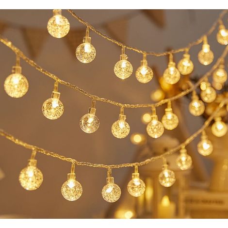 Luci solari a catena per esterni, lunghe 6,5 metri, con 30 LED, impermeabili, 8 modalità di illuminazione, adatte anche per uso interno (luce bianca calda). (1/5)