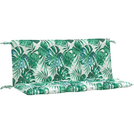 Cojines banco jardín 2 uds tela estampado de hojas 120x50x7 cm vidaXL