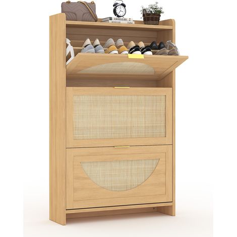 Rangement chaussures moderne - Meuble à chaussures étroit en bois (1/5)
