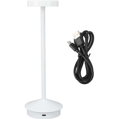 Ortviai Lampe de bureau LED rechargeable sans fil 2000 mAh, 3 températures de lumière, dimmable, en métal blanc (1/5)