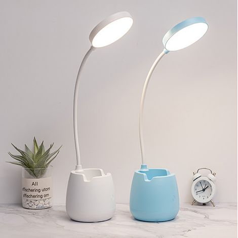 Petite lampe de bureau avec protection oculaire, lampe de chevet LED rechargeable, réglable et flexible, idéale pour les chambres d'étudiants et les dortoirs. (1/5)