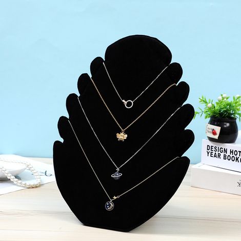 Présentoir de colliers en velours, présentoir de bijoux en velours pour bracelets, colliers, rangement de bijoux suspendus(Planche à flammes en velours noir) (1/5)