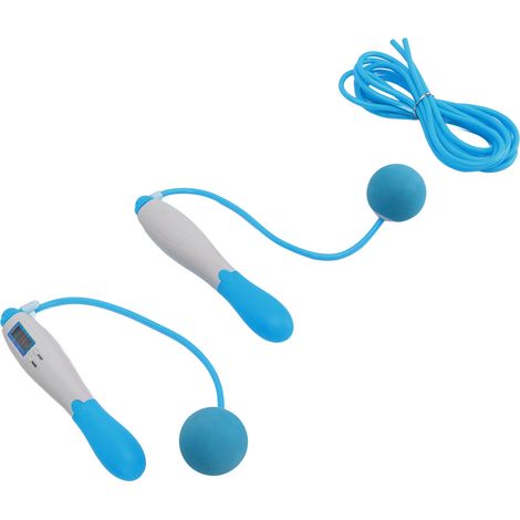 Corde à sauter sans fil avec compteur, 4 positions réglables, câble en acier, équipement d'entraînement pour l'exercice, bleu (1/5)