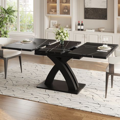 Tavolo da pranzo allungabile 120(160) x 80 x 76 cm, MDF e metallo, nero HAVRYA (1/5)