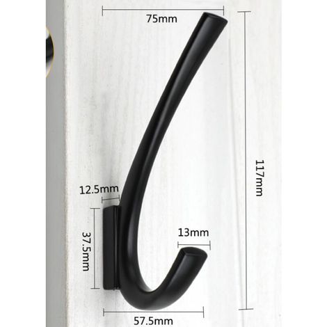 Set di 5 ganci da parete in lega di zinco nero opaco per guardaroba, soggiorno, camera da letto, bagno, portachiavi a parete, appendiabiti originale (1/3)
