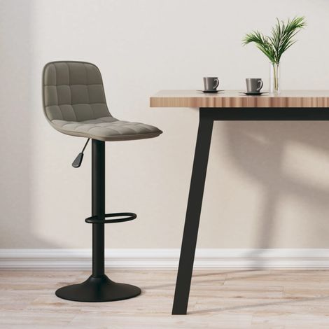 Chaise de bar Tabouret de bar - Tabouret Haut Gris clair Velours BV979905 - BonneVie (1/5)