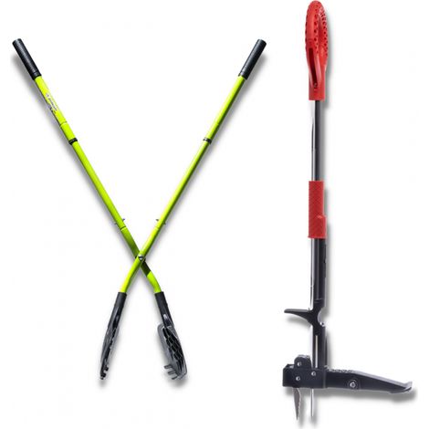 Venteo - Ramasse feuilles XXL EARTWISE + Désherbeur ROOTSLAYER - Outil de jardin ergonomique - Ramasse feuilles avec manches télescopique