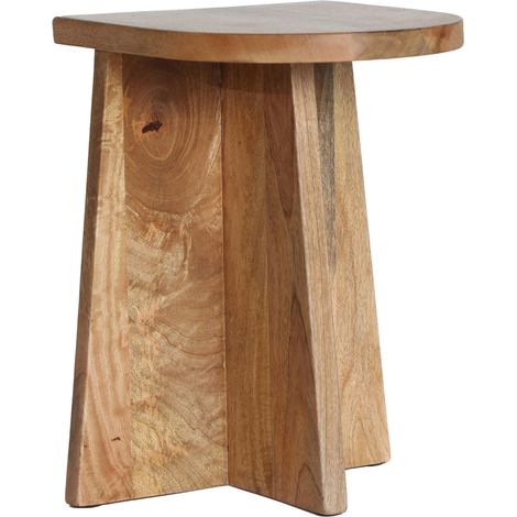 Table d'appoint en bois de manguier contemporain - brun clair (1/5)