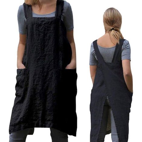 BelleRise - Pinafore Tablier pour femme avec poches pour le travail, le jardinage, la cuisine, la peinture, la pâtisserie,M (1/5)