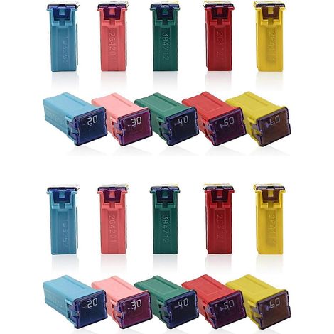 Kit de 20 micro-fusibles automobiles à profil haut en forme de boîte (20A/30A/40A/50A/60A, 4 pièces de chaque) (1/5)