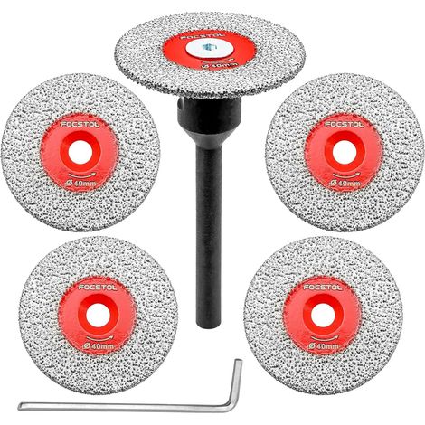 5 pièces disque diamant, 40mm, 1 tige ronde 6mm, coupe gravure, marbre granit céramique, perceuse main