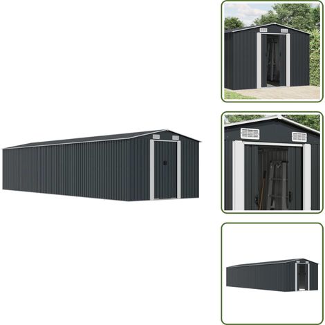 Gartenschuppen & Geräteschuppen - Living Gerätehaus Anthrazit 257x779x181 cm Verzinkter Stahl