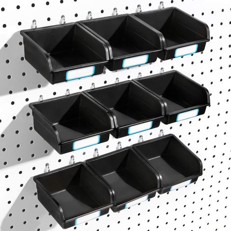 Lntyq – Lot de 10 bacs à panneaux perforés avec crochets – Pour rangement d'outils – Résistant jusqu'à 10 kg – Compatible avec trous de 1.6-2.5CM