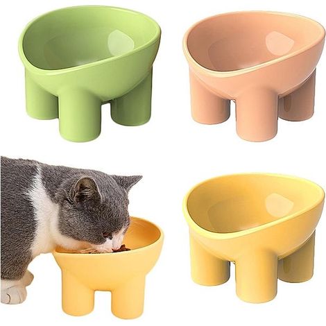 Lot de 3 gamelles surélevées antidérapantes, vert, rose et jaune (1/5)