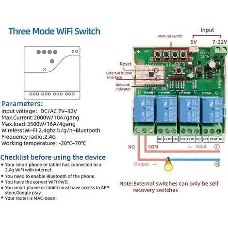 Module de commutation WiFi intelligent à 4 canaux 7-32 V (1/5)