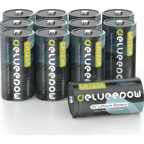 CR123A 3V Piles au Lithium 12 Pièces, 1700mAh 3 Volt CR123A Pile avec Photo Piles Jetables 3 Volt Pile au Lithium pour Flash D'appareil Photo, Lampe de Poche (1/5)