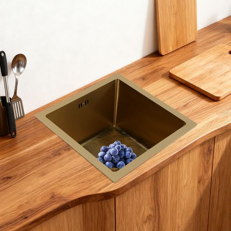 Fregadero de cocina, fregadero, fregadero de acero inoxidable multifuncional 38 x 38 cm (1/5)